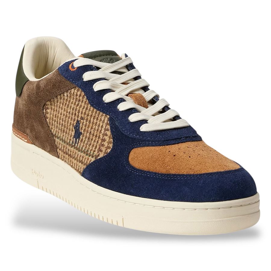 Masters Court in camoscio e tweed sneakers da uomo Polo Ralph Lauren | 809973703001